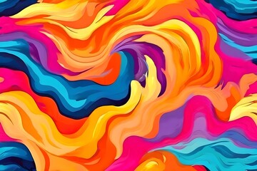 Obraz premium playful, abstract illustration features a seamless pattern of whimsical hand-drawn shapes and icons in vibrant colorful hues