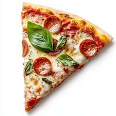 Pepperoni pizza slice, studio shot, white background, food photography