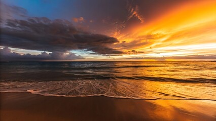 Beautiful orange and blue sunset over the sea