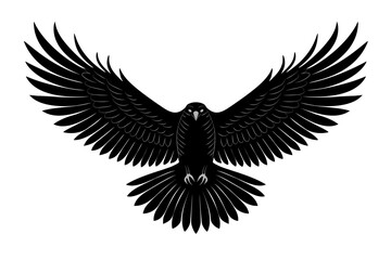 Fototapeta premium Black Silhouette of an Eagle Soaring in a Clear Sky Illustrating Power and Freedom