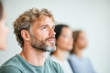 Fototapeta premium male client expressing emotions in therapy his posture leaning forward slightly as he speaks