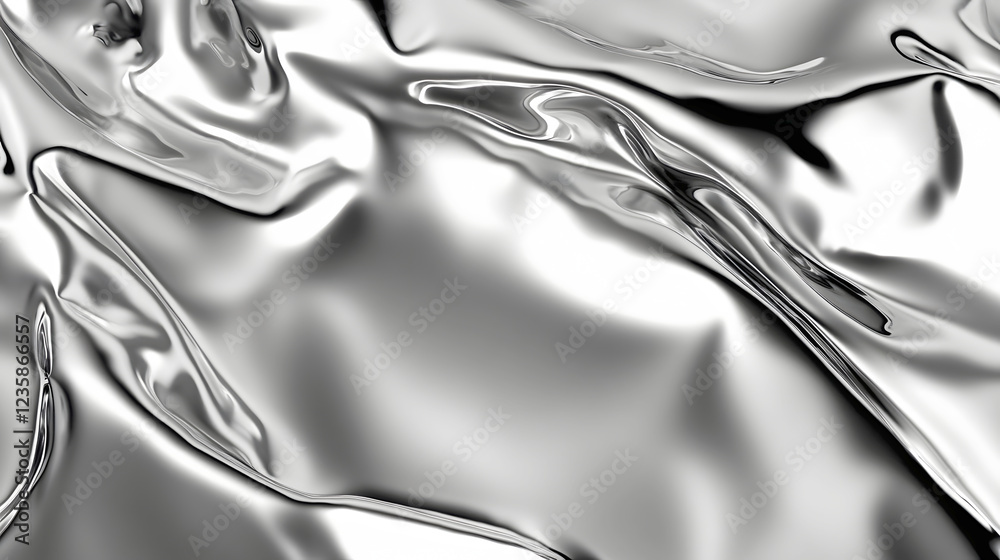 Poster elegant and luxurious abstract background featuring metallic silver satin fabric flowing and twistin