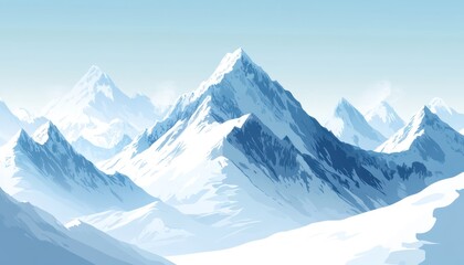 Naklejka premium Majestic Snowcapped Mountains Under a Clear Sky