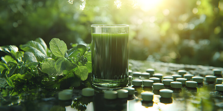 Refreshing Green Juice: Natural Wellness Boost from Fresh Organic Ingredients, Detoxify Your Lifestyle with Herbal Remedies and Superfoods for Energy, Hydration, and Vitality