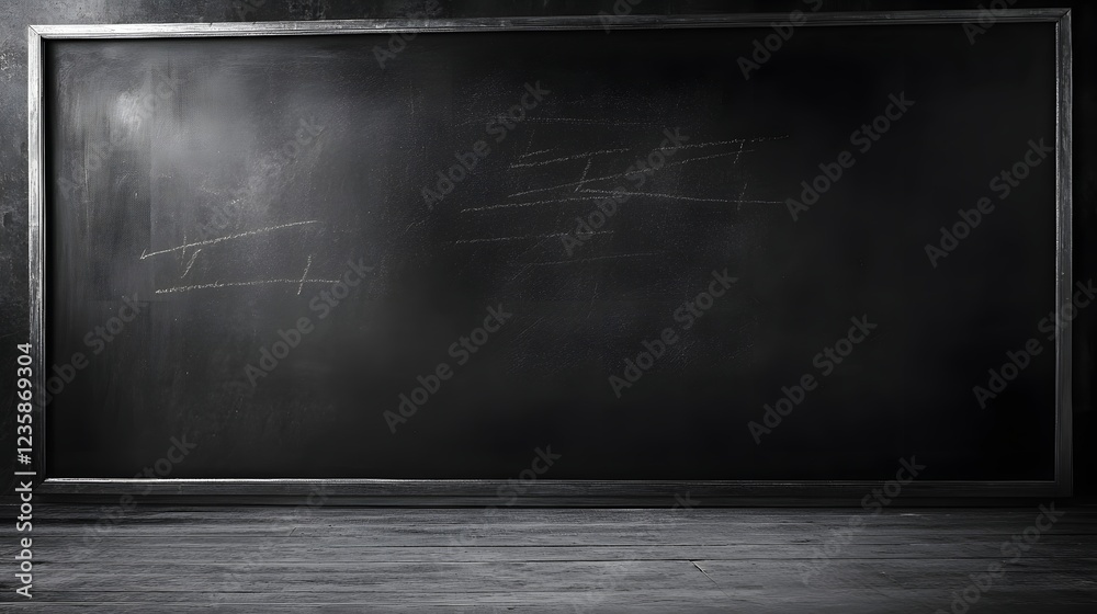 Leinwandbilder Empty Chalkboard or Blackboard in a Minimalist Classroom Setting Providing Ample Copy Space for Educational or Academic Concepts and Designs