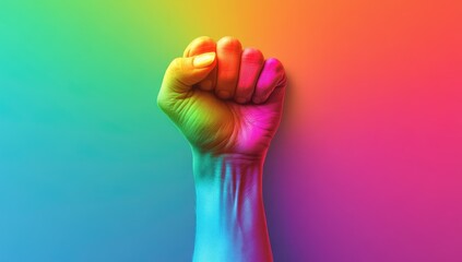A colorful fist raised firmly