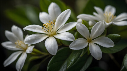 Close-up of a Stunning White Jasmine Flower in Full Bloom with Natural Beauty and Fragrance