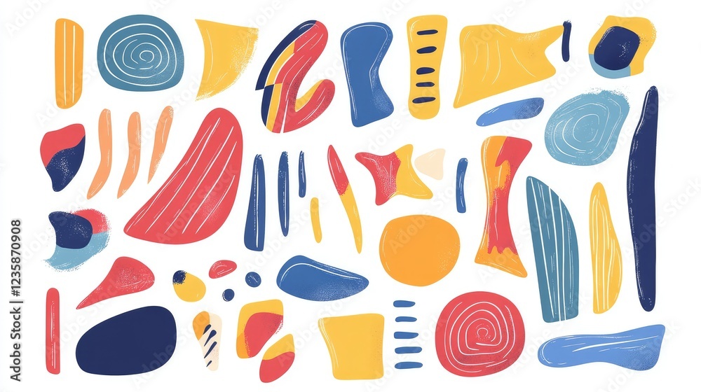 Poster abstract colorful shapes and patterns for creative designs and art projects featuring various bold c
