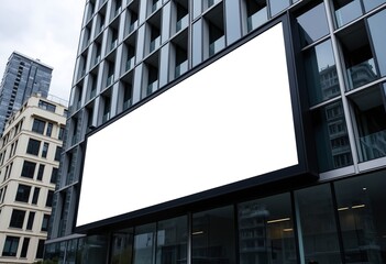 Large billboard advertisement mockup on modern building exterior