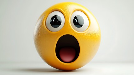 3D yellow emoticon face screaming