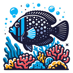 Naklejka premium illustration of a fish and coral