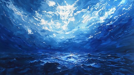 The Enigmatic Allure: Peering into the Dark Blue Ocean Surface from Underwate