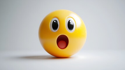 Fototapeta premium 3D Yellow Emoji, Surprised Face, Studio Shot. Possible Use Stock photo for emoticon or digital communications