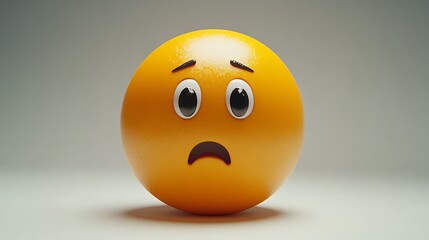 Fototapeta premium 3D worried emoji, studio shot. Possible use Social media, website graphics