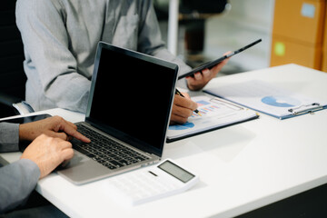  Business team meeting present.professional investor working with  Finance managers task