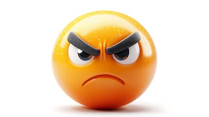 Angry emoji, 3D render, isolated on white background, for social media