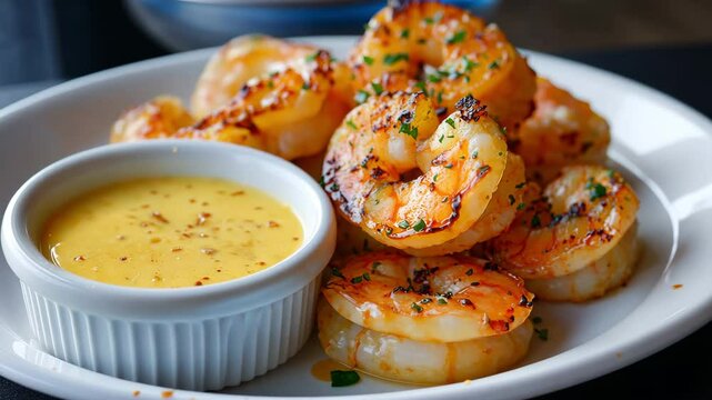 Shrimp fried with parsley and garlic butter