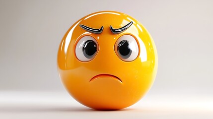 3D Angry Emoji on Light Background.  Possible Use Social media, app icons,  illustration