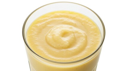 Creamy Yellow Smoothie in Glass Healthy Tropical Fruit Blend Refreshing Beverage Top View