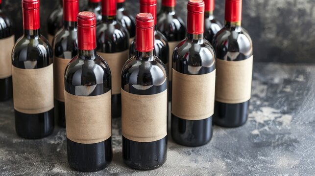 Elegant wine bottles featuring blank labels for customization and personal touch