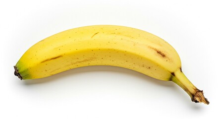 Single Ripe Yellow Banana Isolated on White Background Fresh Fruit Healthy Food