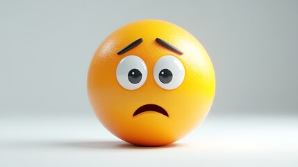 Fototapeta premium 3D worried emoji on plain background. Possible stock photo use