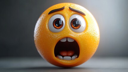 Shocked fruit emoticon, digital illustration