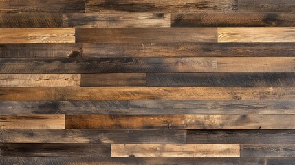 Naklejka premium Textured Wooden Plank Wall Background Showcasing Variations in Color and Grain for Use in Rustic, Vintage, or Contemporary Design Projects and Visual Media