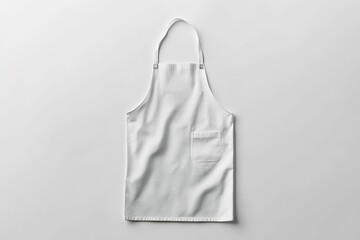 Plain white apron, single pocket, clean design