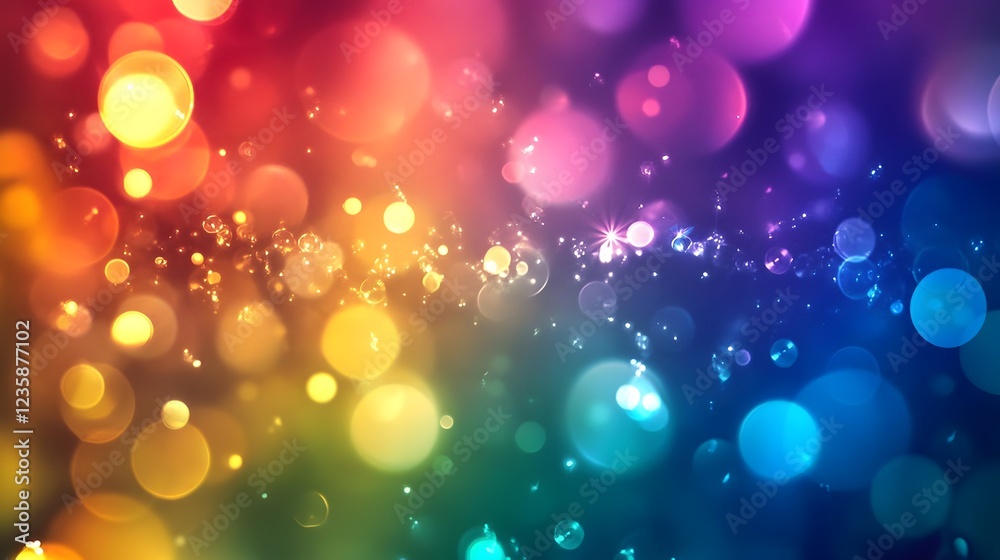 Poster mesmerizing abstract background with vibrant bokeh lights kaleidoscopic gradient and colorful sparkl