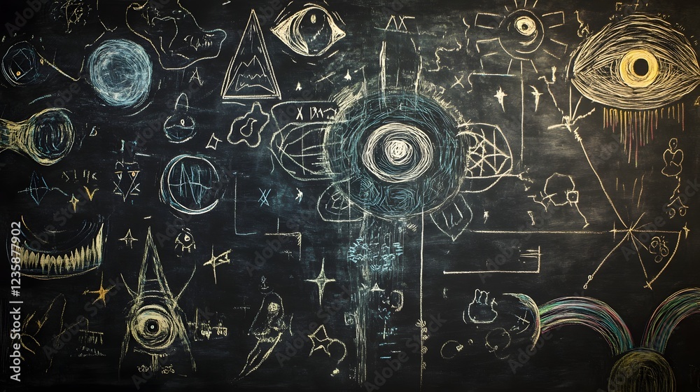 Aufkleber Mesmerizing and enigmatic surreal featuring a captivating cosmic and mystical design with intricate symbolic elements vibrant colors and a visually striking energy