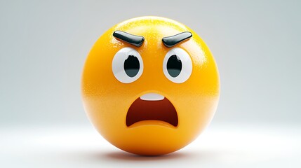 3D Angry Emoji Isolated on Light Background, Possible use for digital media