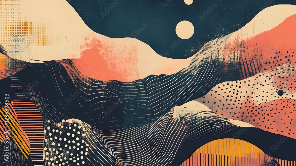 Aufkleber Mesmerizing Cosmic Mountainscape with Celestial Patterns and Ethereal Imagery