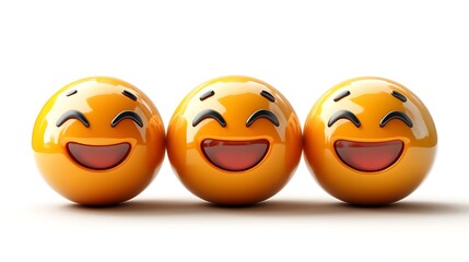 Obraz premium Three laughing emoji on white background. Possible use digital, social media