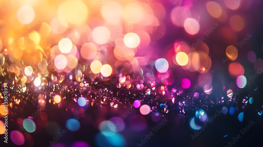 Poster mesmerizing glittering bokeh background with vibrant shimmering lights abstract sparkling shiny text