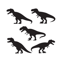 set of silhouettes of dinosaurs