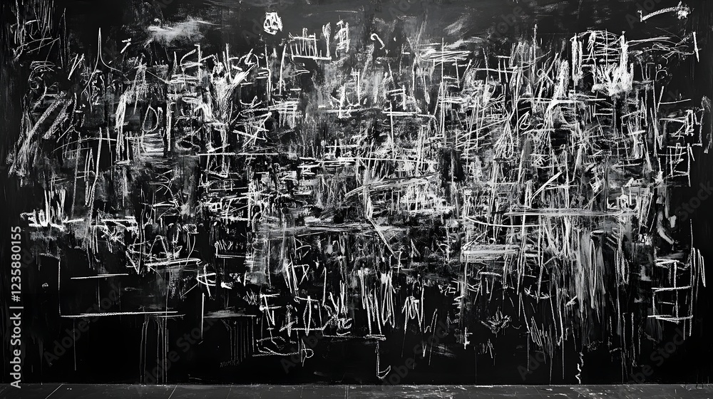 Aufkleber Mesmerizing monochrome abstract digital art depicting a surreal dynamic cityscape with intricate lines patterns and structures conveying a sense of energy complexity and visual intensity