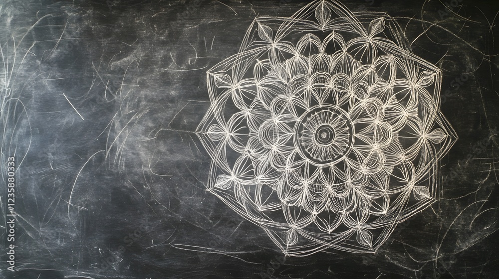 Aufkleber Mesmerizing Monochrome Mandala Motif   Intricate Geometric Abstract Digital Artwork with Symmetrical Patterns Sacred Geometry and Hypnotic Visuals