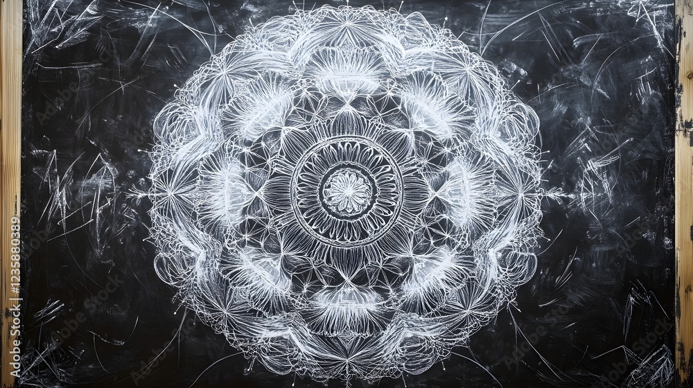 Aufkleber Mesmerizing Monochrome Mandala   Intricate Psychedelic Digital Art Abstract Pattern Design with Striking Symmetry Vibrant Contrast and a Hypnotic Meditative
