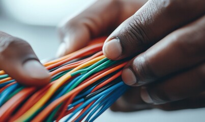 Technician Working with Colorful Wires