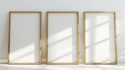 Minimalist empty frames casting shadows on a wall