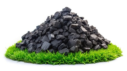 Fototapeta premium Coal Pile on Lawn for Residential Heating