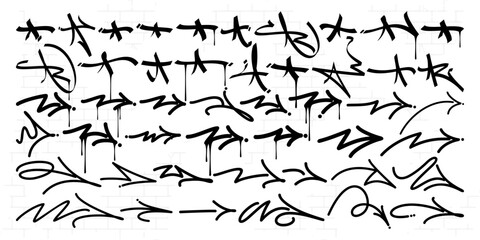 Cool Trendy Dirty Doodle Urban Street Art Graffiti Tags And Symbols Vector Elements Set Collection