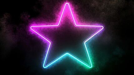 Obraz premium Neon Star Shape with Converging Lines and Colorful Glows