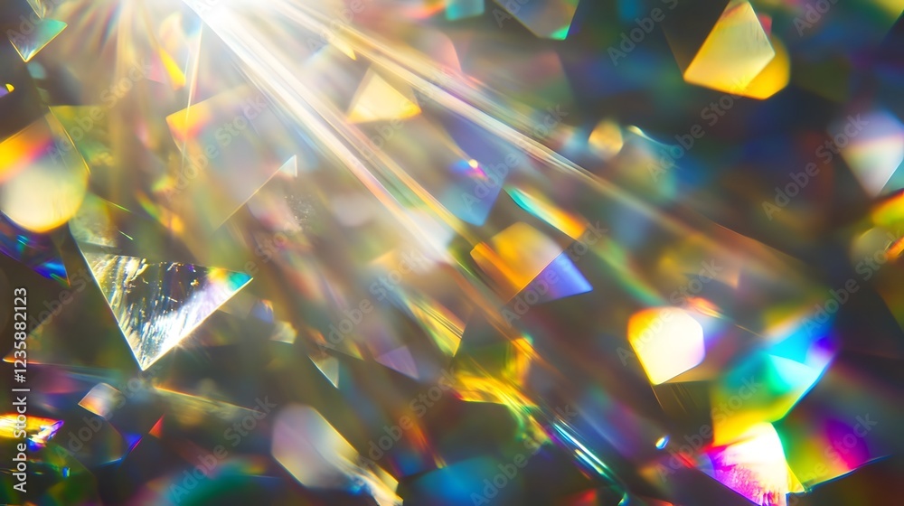 Leinwandbilder Mesmerizing rainbow prism lights sparkling through a crystal kaleidoscope creating a dynamic and vibrant refraction effect  Captivating abstract background with iridescent