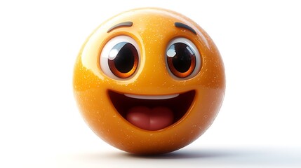 Happy emoji, cartoon, 3D, smiling, round, digital art, virtual, graphic, illustration, use for social media