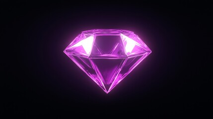Pulsing Neon Diamond Shape Hovering in Dark Environment