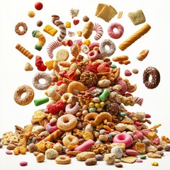 Sweet treats explosion; studio shot; confectionery; advertising