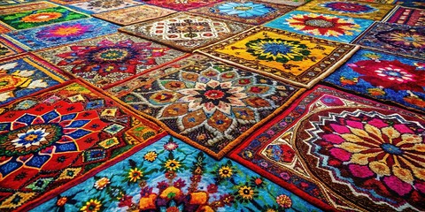 Eclectic Spray Paint Designs on Antique Rug