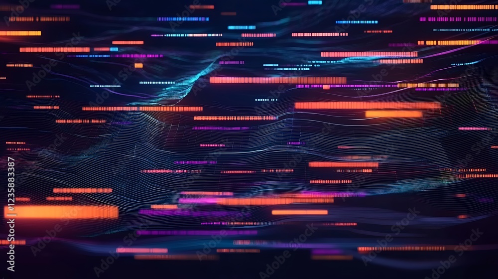 Poster Abstract digital data stream background, possible use in technology or science presentations
